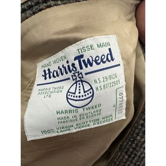 Harris Tweed Moores Men 44 Wool BrownBlazer Sports Coat